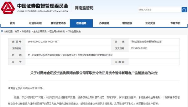 配资专业在线配资炒股 又一家被采取监管措施，暂停新增客户3个月